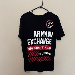 Armani Exchange Black Tee with Red and White Graphics men’s L #122